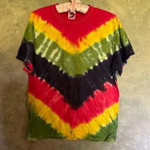 Vintage Heavy Cotton Tie Dye Crewneck T-Shirt Rasta 420 M
